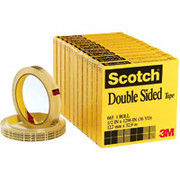 Scotch Permanent Double-Sided Tape, 3" Core, 1/2" x 36 Yards - 12/Pack