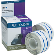 Seiko Self-Adhesive File Folder Labels, White with Blue Trim
