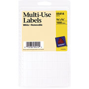 Self-Adhesive, Rectangular White Removable Labels, 3/8 x 5/8