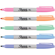 Sharpie Fine Point Permanent Markers, Assorted Pastels, 5 Pack