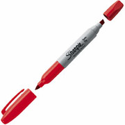Sharpie Super Twin Tip Permanent Markers, Chisel/Fine Point, Red, Each