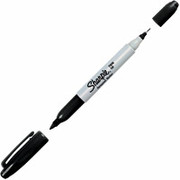 Sharpie Twin-Tip Permanent Markers, Fine/Ultra-Fine Point, Black, Dozen