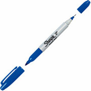 Sharpie Twin-Tip Permanent Markers, Fine/Ultra-Fine Point, Blue, Dozen