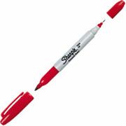 Sharpie Twin-Tip Permanent Markers, Fine/Ultra-Fine Point, Red, Dozen