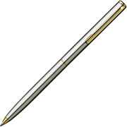 Sheaffer Agio Ballpoint Pen, Brushed Chrome with Gold Trim