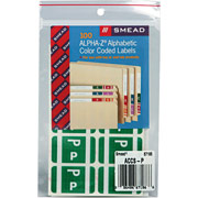 Smead Alpha-Z Color-Coded Alphabetical Labels Second Letter Package Set, P, Dark Green