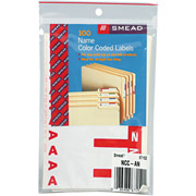 Smead Alpha-Z Color-Coded Name Labels First Letter, Set A & N, Red