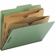 Smead Colored Pocket-Style Classification Folders, Letter, 2 Partitions, Green, 10/Box
