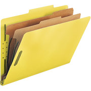 Smead Colored Pressboard Classification Folders, Legal, 2 Partitions, Yellow, 10/Box
