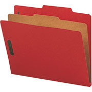 Smead Colored Pressboard Classification Folders, Letter, 1 Partition, Bright Red, 10/Box