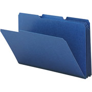 Smead Colored Pressboard File Folders, 3 Tab, Legal, Dark Blue, 25/Box
