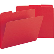 Smead Colored Pressboard File Folders, 3 Tab, Letter, Bright Red, 25/Box