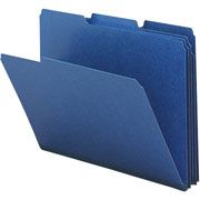 Smead Colored Pressboard File Folders, 3 Tab, Letter, Dark Blue, 25/Box