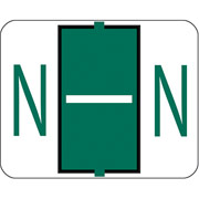 Smead End-Tab Bar Style Color-Coded Labels, "N", Dark Green