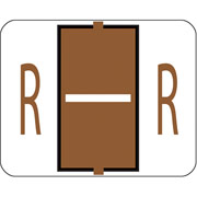 Smead End-Tab Bar Style Color-Coded Labels, "R", Brown