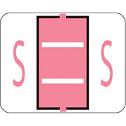Smead End-Tab Bar Style Color-Coded Labels, "S", Pink