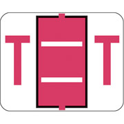 Smead End-Tab Bar Style Color-Coded Labels, "T", Red