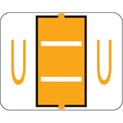 Smead End-Tab Bar Style Color-Coded Labels, "U", Light Orange