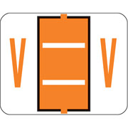 Smead End-Tab Bar Style Color-Coded Labels, "V", Dark Orange