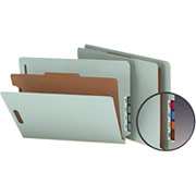 Smead Pressboard End Tab Classification Folders, Legal, 1 Partition, Gray/Green, 10/Box