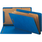 Smead Pressboard End Tab Classification Folders, Legal, 2 Partitions, Dark Blue, 10/Box