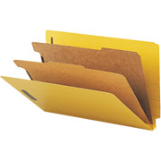 Smead Pressboard End Tab Classification Folders, Legal, 2 Partitions, Yellow, 10/Box