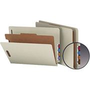 Smead Pressboard End Tab Classification Folders, Letter, 1 Partition, Gray/Green, 10/Box