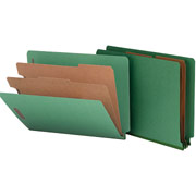 Smead Pressboard End Tab Classification Folders, Letter, 2 Partitions, Green, 10/Box