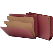 Smead Pressboard End Tab Classification Folders, Letter, 2 Partitions, Russet Red, 10/Box