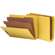 Smead Pressboard End Tab Classification Folders, Letter, 2 Partitions, Yellow, 10/Box