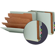 Smead Pressboard End Tab Classification Folders, Letter, 3 Partitions, Gray/Green, 10/Box