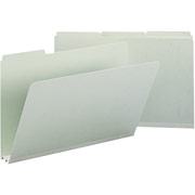 Smead Pressboard File Folders, 3 Tab, Legal, Gray/Green, 2" Expansion, 25/Box