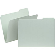 Smead Pressboard File Folders, 3 Tab, Letter, Gray/Green, 1" Expansion, 25/Box