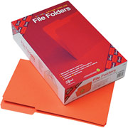 Smead Reinforced Colored File Folders, Legal, 3 Tab, Orange, 100/Box