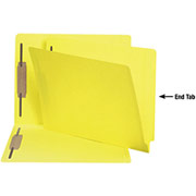 Smead Reinforced End-Tab Fastener Folders, Letter, Yellow, 50/Box