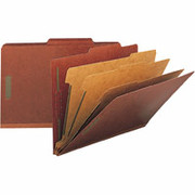 Smead Top Tab Pressboard Classification Folders, Legal, 3 Partitions, Red, 10/Box