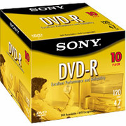 Sony 10/Pack 4.7GB DVD-R, Jewel Cases