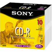 Sony 10/Pack 700MB CD-R, Slim Jewel Cases