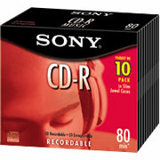Sony 10/Pack 80-Minute CD-R Music, Jewel Cases