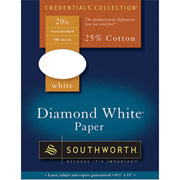Southworth Diamond White Paper, 20 lb., 8 1/2" x 11", White