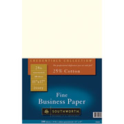 Southworth Fine Business Paper, 24 lb., 11" x 17", Ivory
