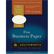 Southworth Fine Business Paper, 24 lb., 8 1/2" x 11", Ivory