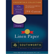 Southworth Fine Linen Paper, 32 lb., 8 1/2" x 11", Ivory