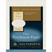 Southworth Fine Parchment Paper, 24 lb., 8 1/2" x 11", Ivory, 80/Box