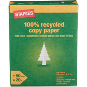 Staples  100% Recycled  Copy Paper, 8 1/2" x 11", Ream