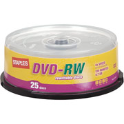 Staples 25/Pack 4.7GB DVD-RW, Spindle