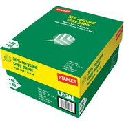 Staples 30% Recycled Copy Paper, 8 1/2" x 14", Case