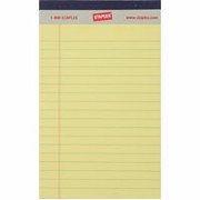 Staples, 5" x 8", Canary, Perforated Writing Pads, Wide Rule