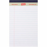 Staples, 5" x 8", White, Perforated Writing Pads, Wide Rule