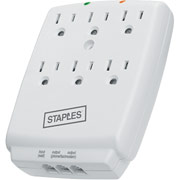 Staples 6 Outlet/1045 Joule Wall Tap Surge Protector